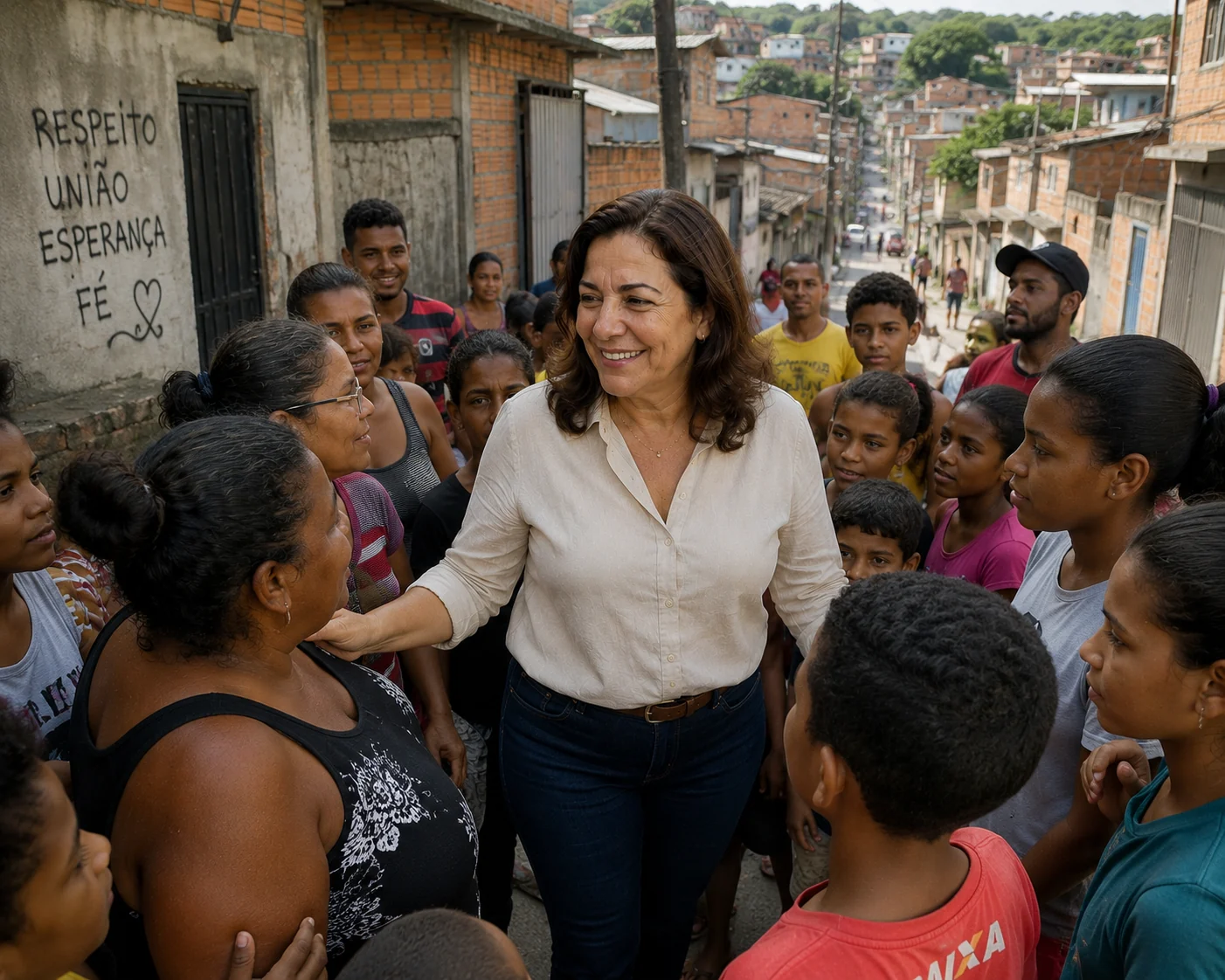 Maria Teresina conversa com moradores em comunidade de Teresina