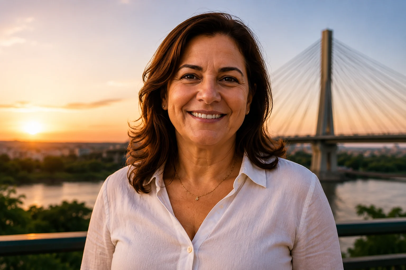 Maria Teresina em Teresina, com a Ponte Estaiada ao fundo